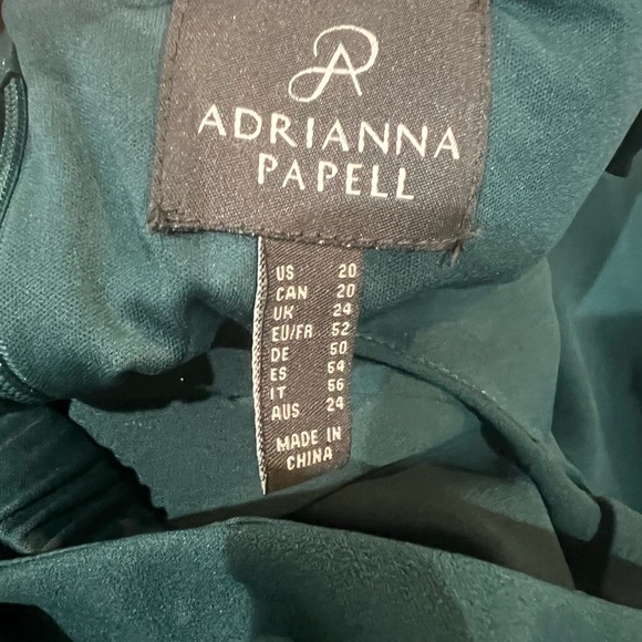 NWT Adrianna Papell Crepe Chiffon Gown Hunter Green 20 - Picture 7 of 9